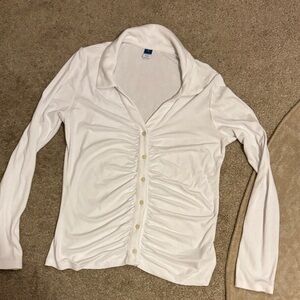 Old Navy White Button-Down Shirt (ribbed style)